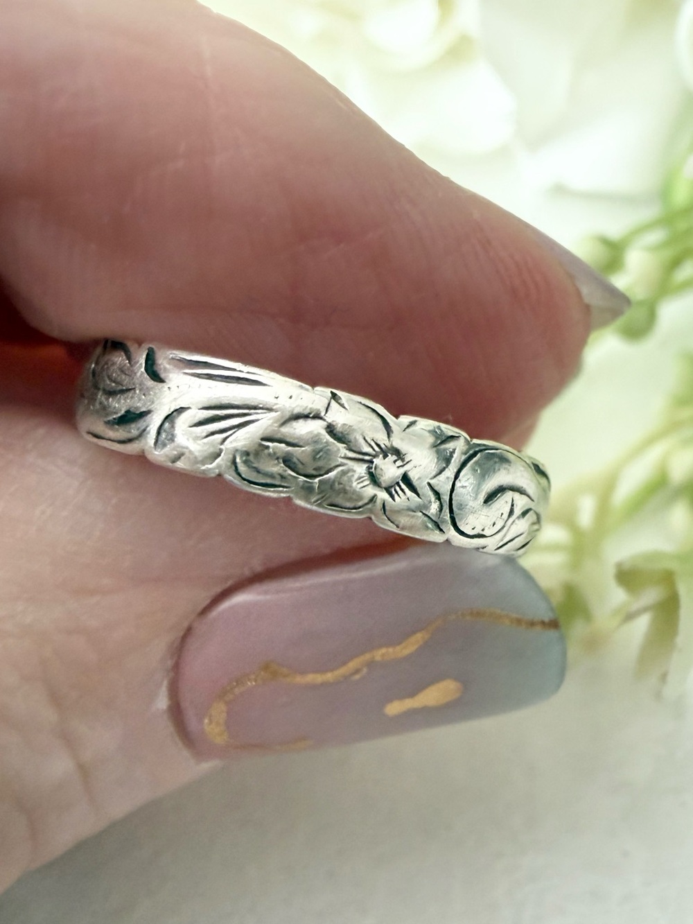Sterling Silver Hawaiian Scroll Ring - Picture 3 of 4